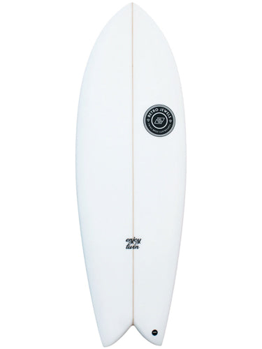 Front view  white TwinsBros EnjoyTwin Surfboard